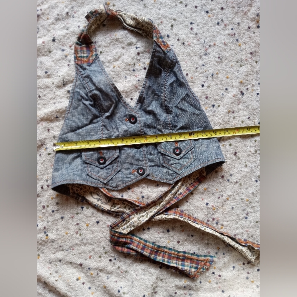 Free People Halter Neck Denim Vest Top - Picture 7 of 16